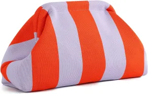 Oweisong Summer Woven Clutch Purse for Women 2025 Crochet Stripped Beach Bag Hot Pink Spring Purse Evening Handbag