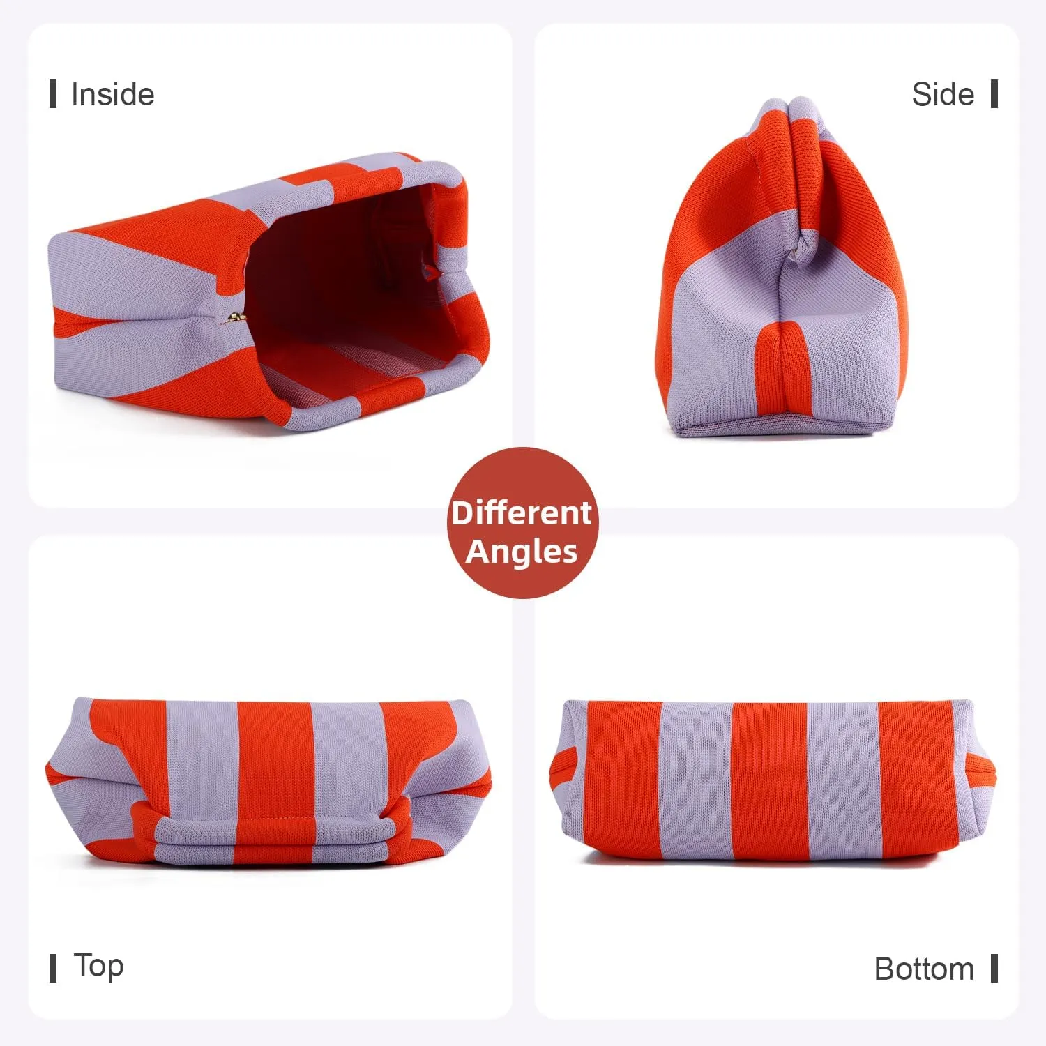Oweisong Summer Woven Clutch Purse for Women 2025 Crochet Stripped Beach Bag Hot Pink Spring Purse Evening Handbag