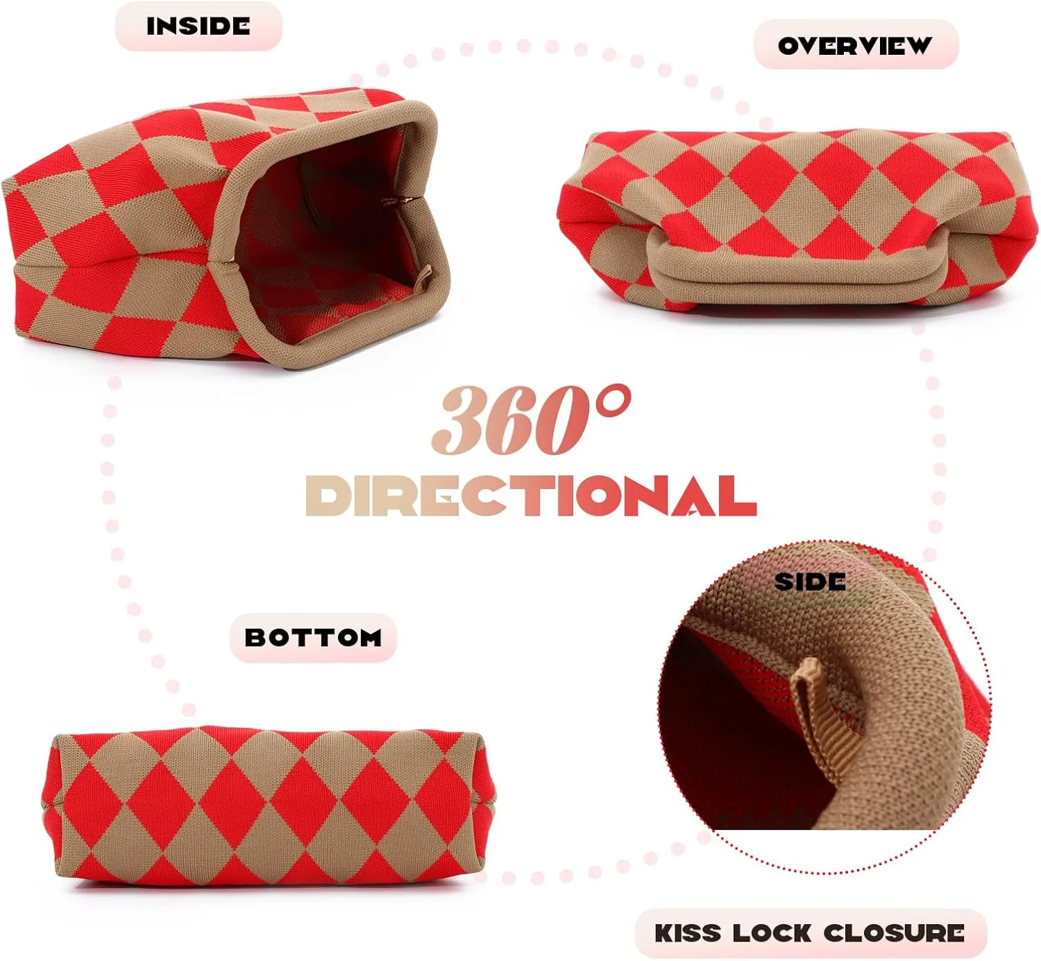 Oweisong Woven Clutch Purse for Women Summer Beach Bag Casual Colorblock Evening Handbags Vacation Bag with Chain