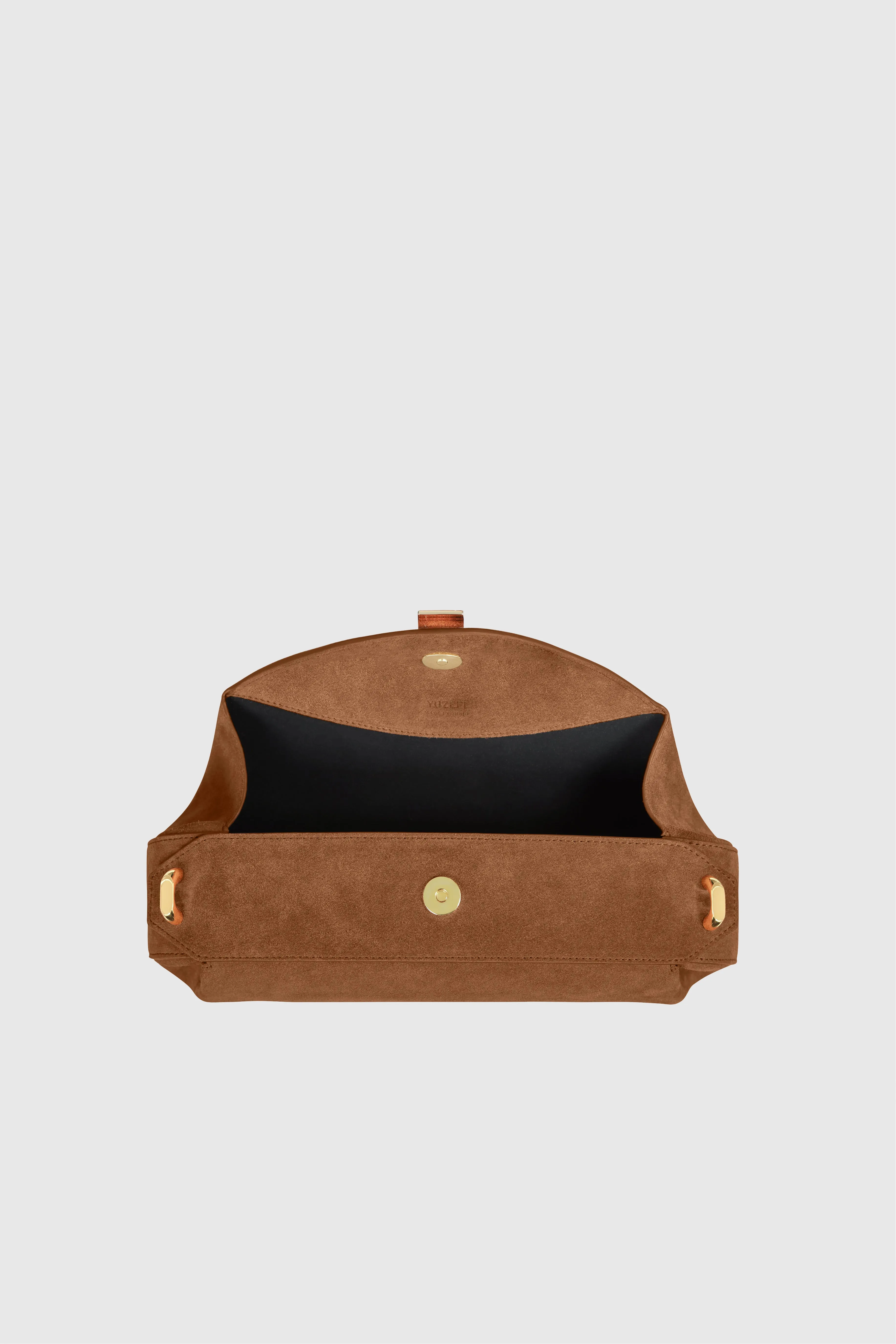OYSTER CLUTCH - COGNAC SUEDE