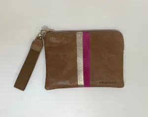 PAIGE CLUTCH STRIPE - VINTAGE TAN MULTI