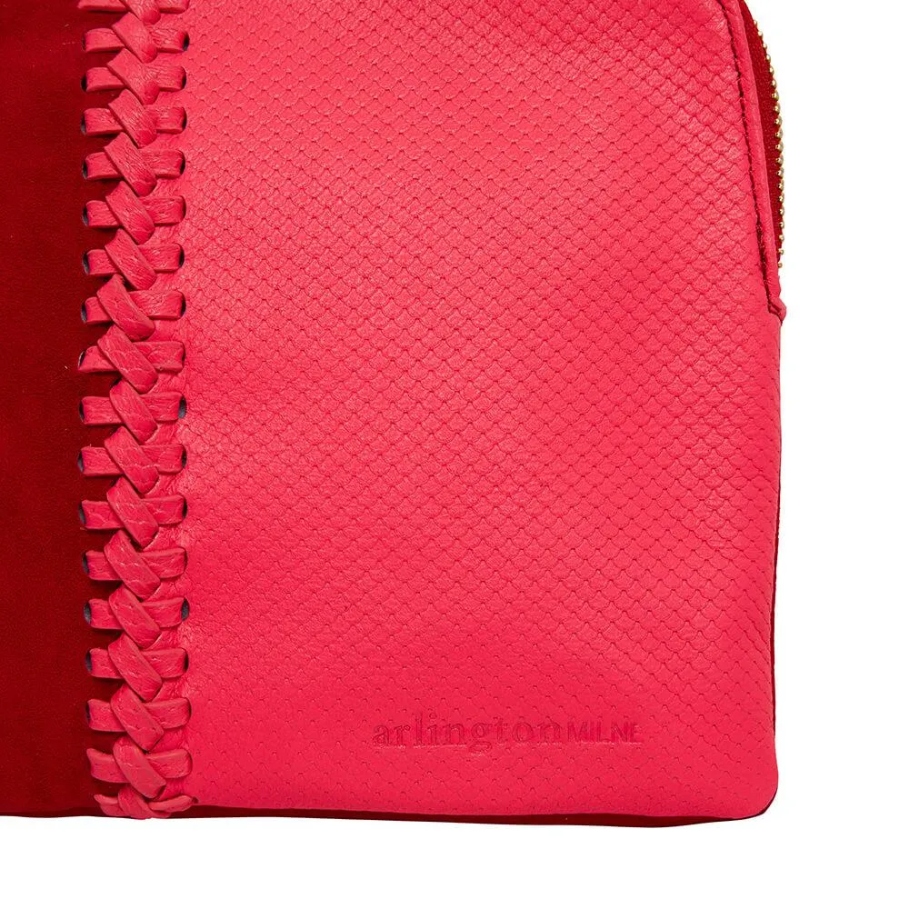 PAIGE CLUTCH W/WHIP STITCH - CHERRY/PINK