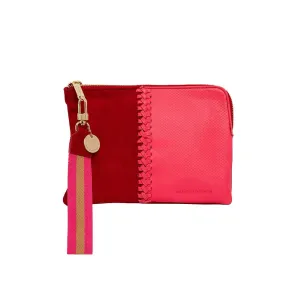 PAIGE CLUTCH W/WHIP STITCH - CHERRY/PINK