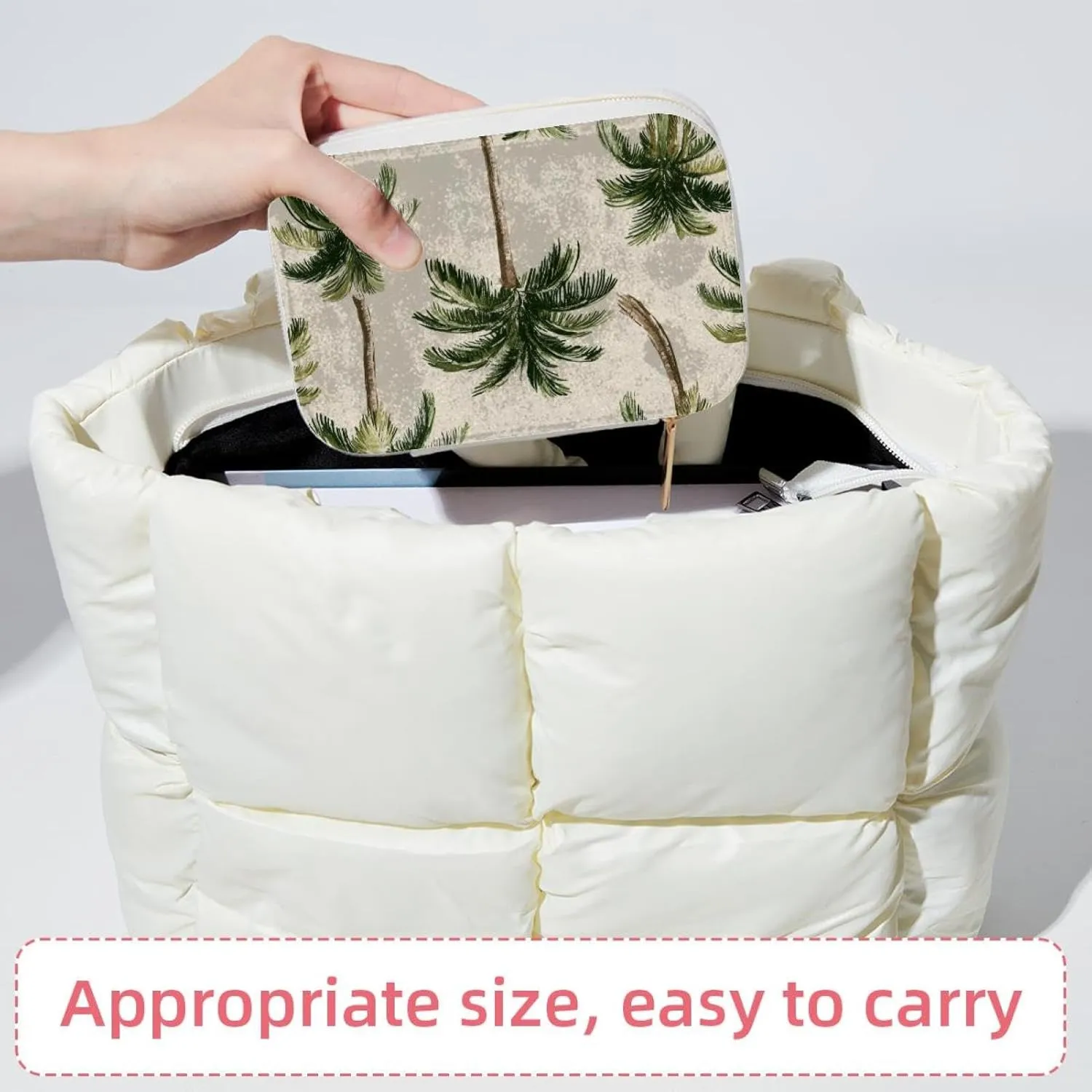 Palm Trees Seamless Pattern Travel Jewelry Box, Portable Travel Display Case Storage Holder Boxes for Stud Earrings, Rings, Necklaces, Bracelets