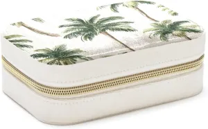 Palm Trees Seamless Pattern Travel Jewelry Box, Portable Travel Display Case Storage Holder Boxes for Stud Earrings, Rings, Necklaces, Bracelets