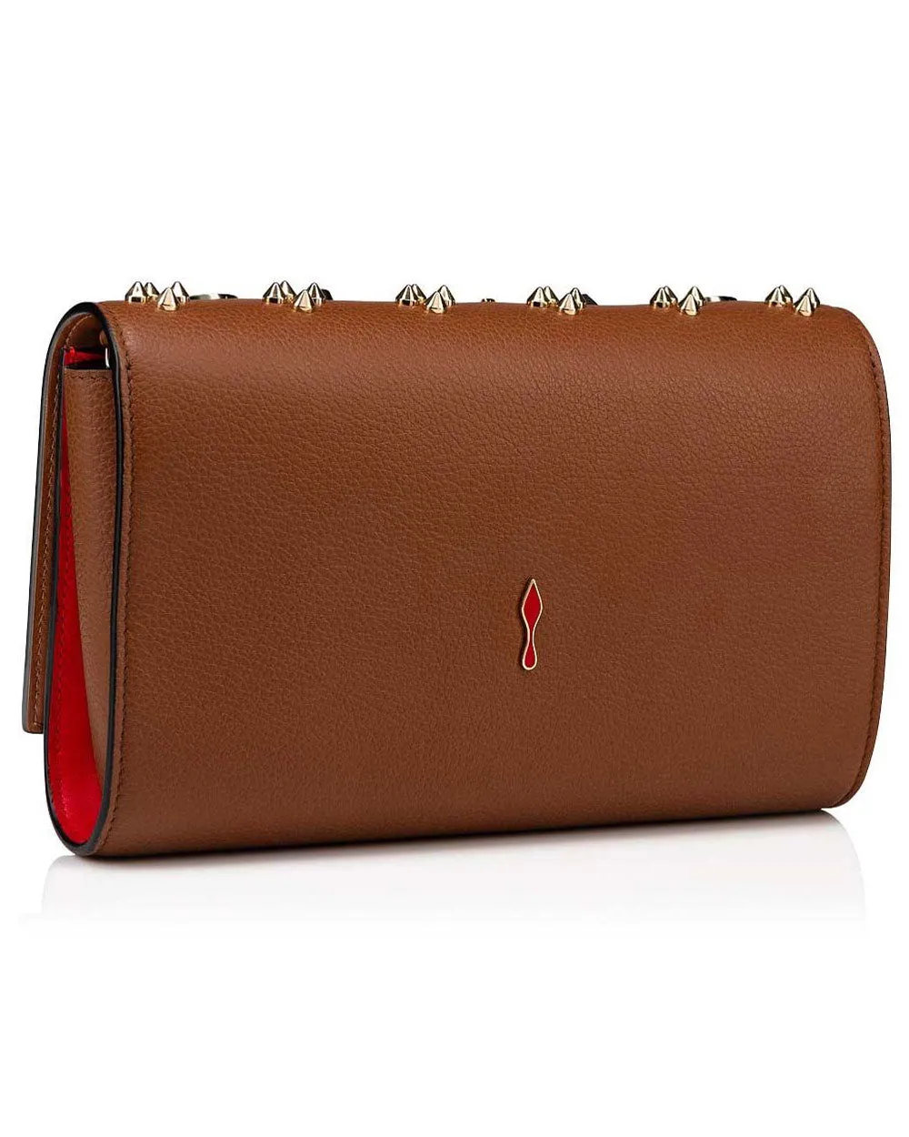 Paloma Studded Leather Clutch in Biscotto