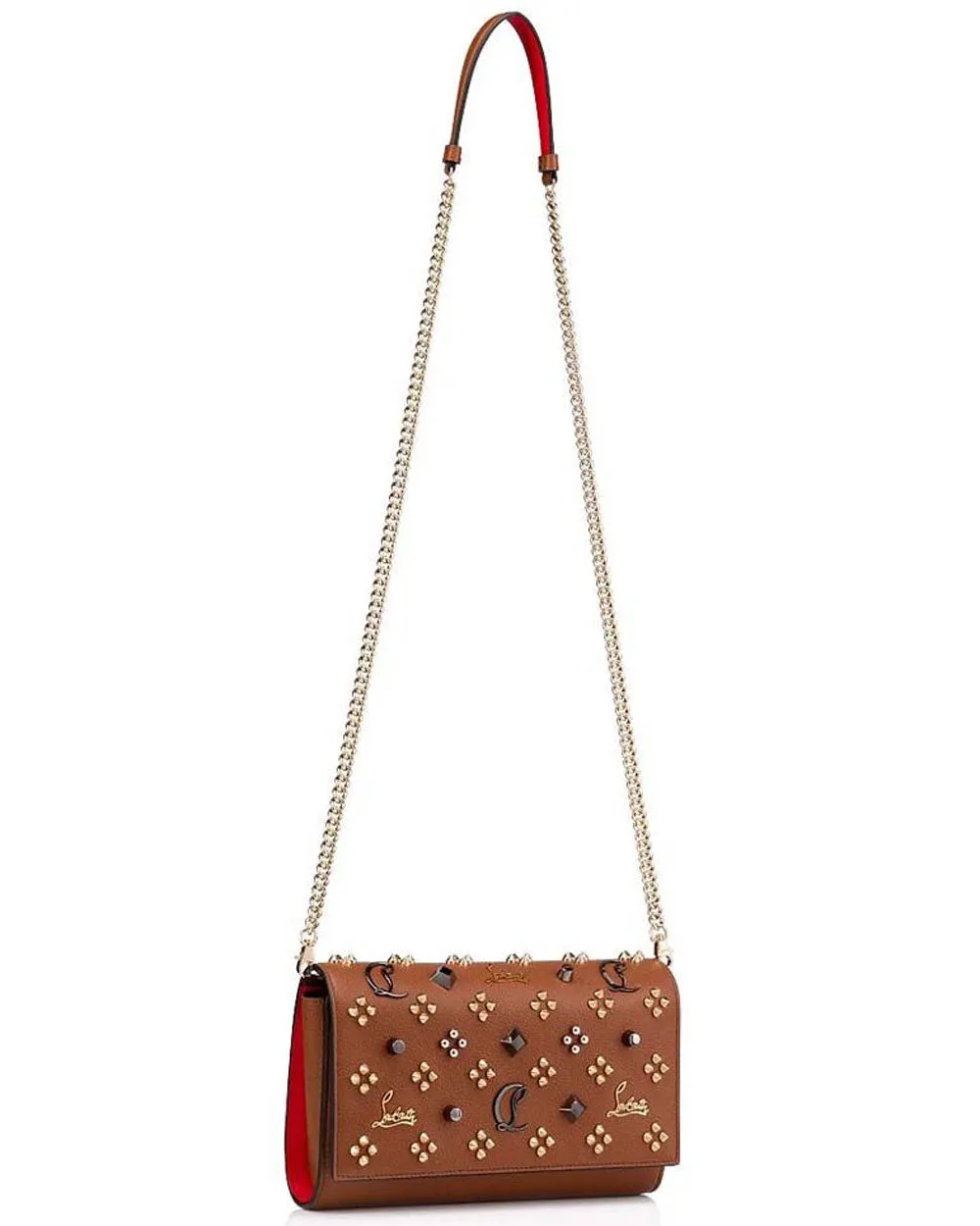 Paloma Studded Leather Clutch in Biscotto