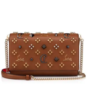 Paloma Studded Leather Clutch in Biscotto