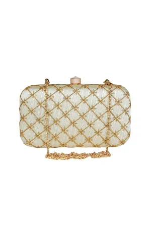 Party Style White Color Fancy Fabric Beauteous Clutch Purses