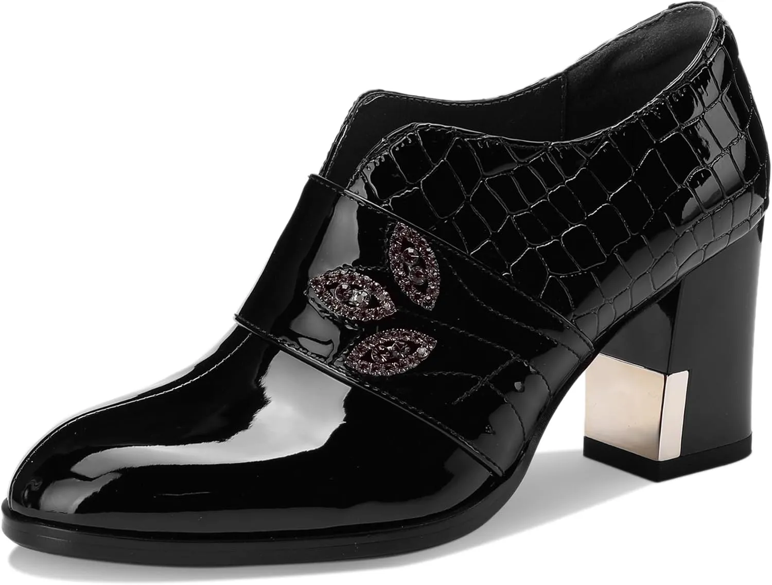 Patent Leather Ankle Boots for Women Chunky Block Extra Wide Booties Botas Para Mujer High Heels Dress Warm Lined Classic Ladies Comfortable Fashion Dressy 3 Inch Boot