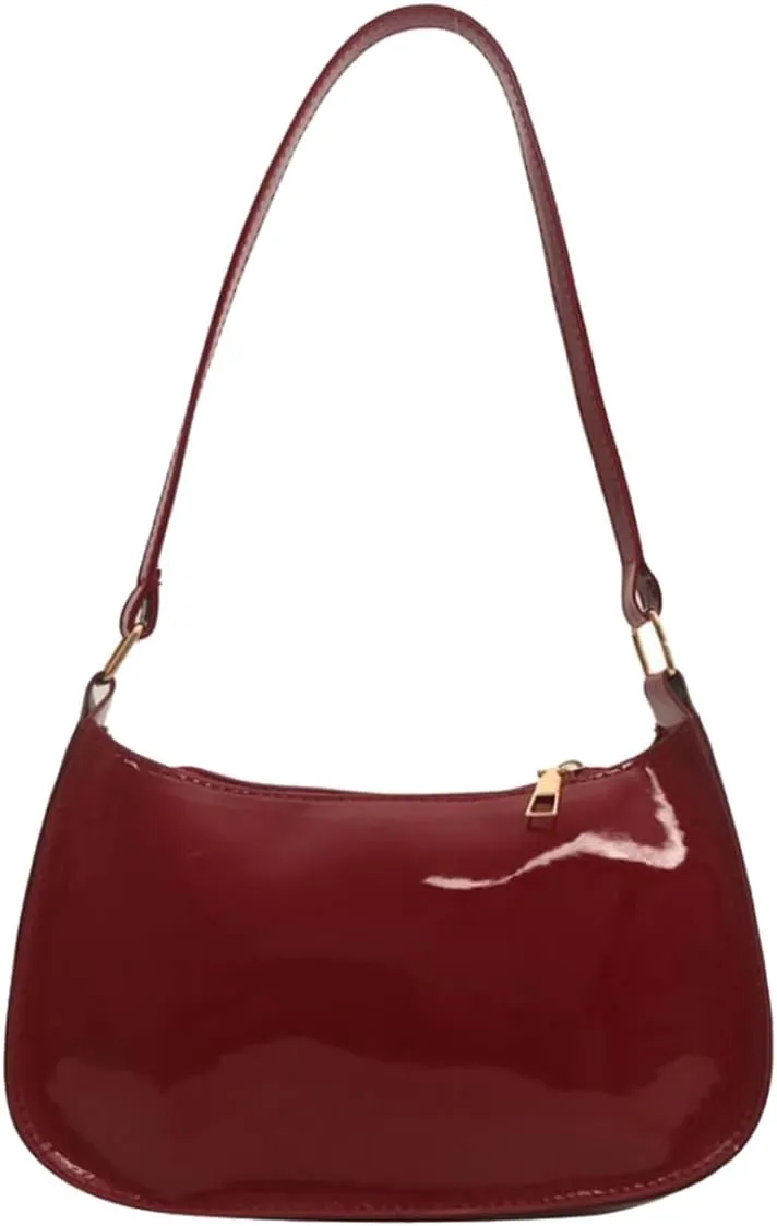 Patent Leather Clutch Purse Shiny Evening Handbags for Women Armpit Shoulder Bag MINI Hobos