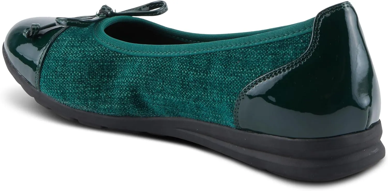PATRIZIA Women's Ashlin Ballet Flats with Patent Finish, Plaid Velvet, and Feminine Bow