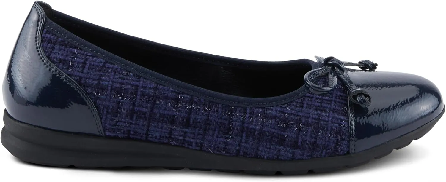 PATRIZIA Women's Ashlin Ballet Flats with Patent Finish, Plaid Velvet, and Feminine Bow