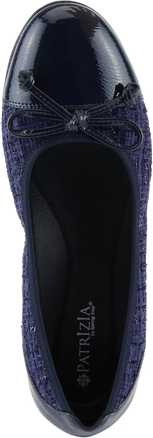 PATRIZIA Women's Ashlin Ballet Flats with Patent Finish, Plaid Velvet, and Feminine Bow