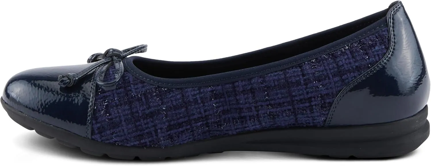 PATRIZIA Women's Ashlin Ballet Flats with Patent Finish, Plaid Velvet, and Feminine Bow