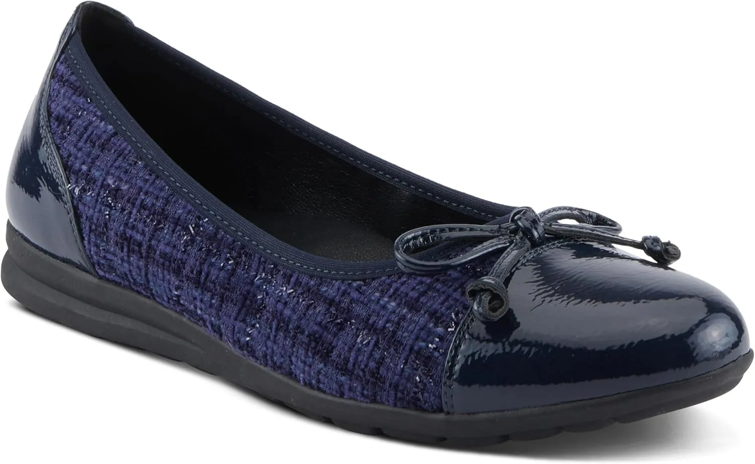 PATRIZIA Women's Ashlin Ballet Flats with Patent Finish, Plaid Velvet, and Feminine Bow