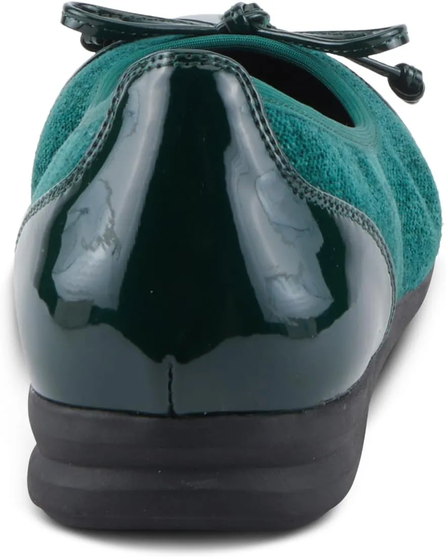 PATRIZIA Women's Ashlin Ballet Flats with Patent Finish, Plaid Velvet, and Feminine Bow