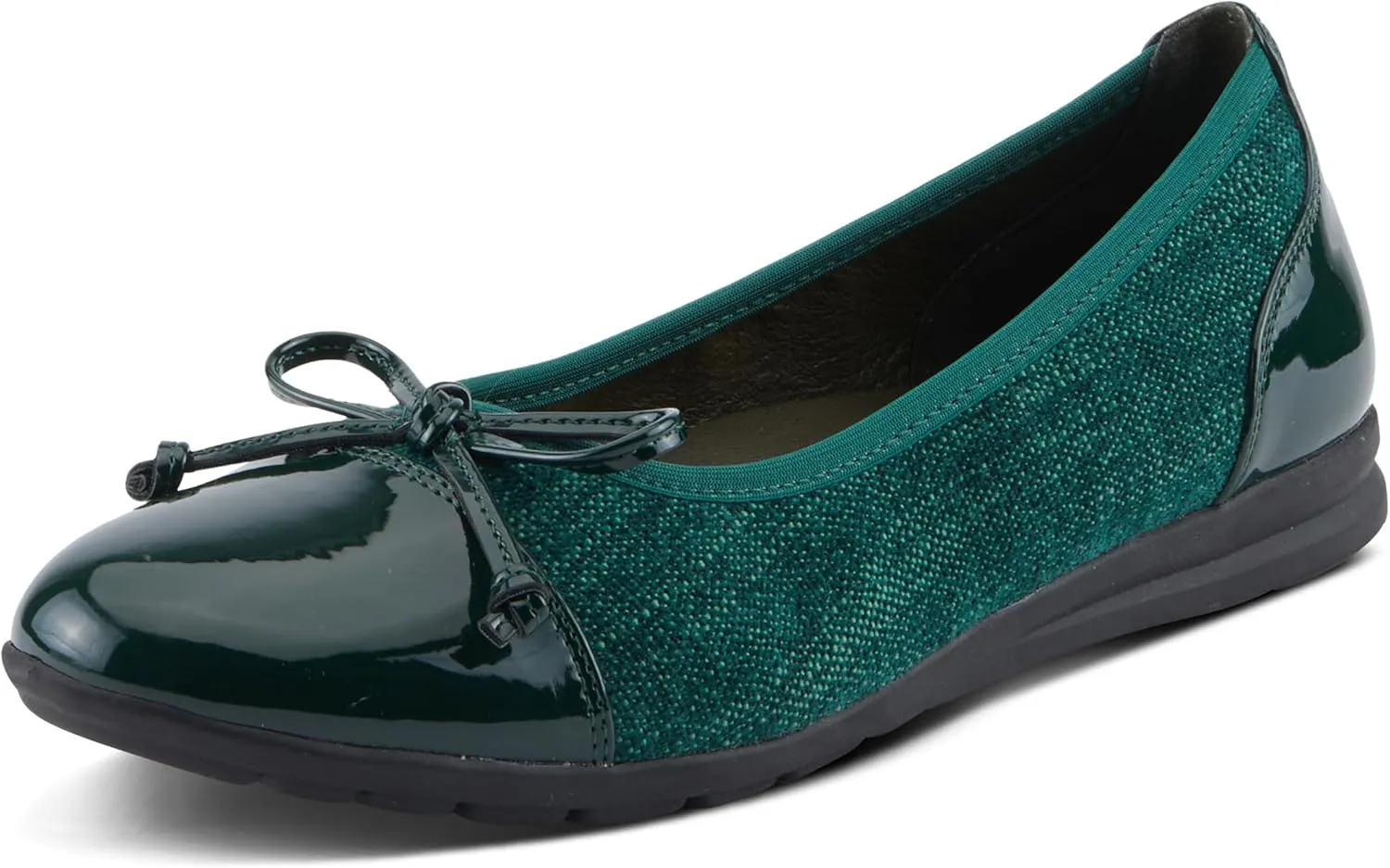 PATRIZIA Women's Ashlin Ballet Flats with Patent Finish, Plaid Velvet, and Feminine Bow