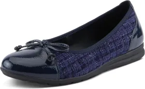 PATRIZIA Women's Ashlin Ballet Flats with Patent Finish, Plaid Velvet, and Feminine Bow