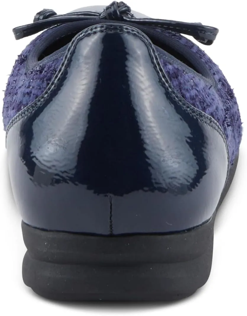 PATRIZIA Women's Ashlin Ballet Flats with Patent Finish, Plaid Velvet, and Feminine Bow