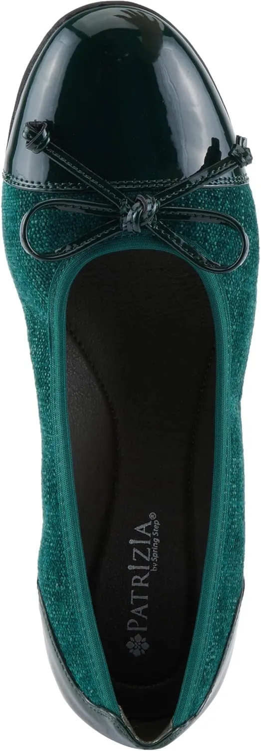 PATRIZIA Women's Ashlin Ballet Flats with Patent Finish, Plaid Velvet, and Feminine Bow
