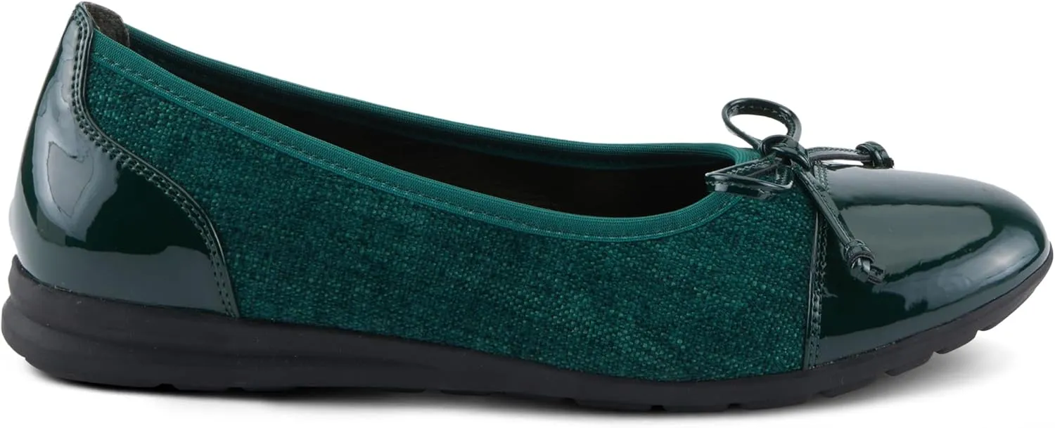 PATRIZIA Women's Ashlin Ballet Flats with Patent Finish, Plaid Velvet, and Feminine Bow