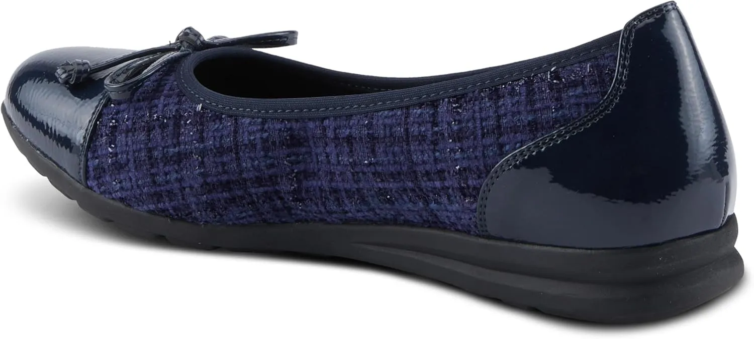 PATRIZIA Women's Ashlin Ballet Flats with Patent Finish, Plaid Velvet, and Feminine Bow