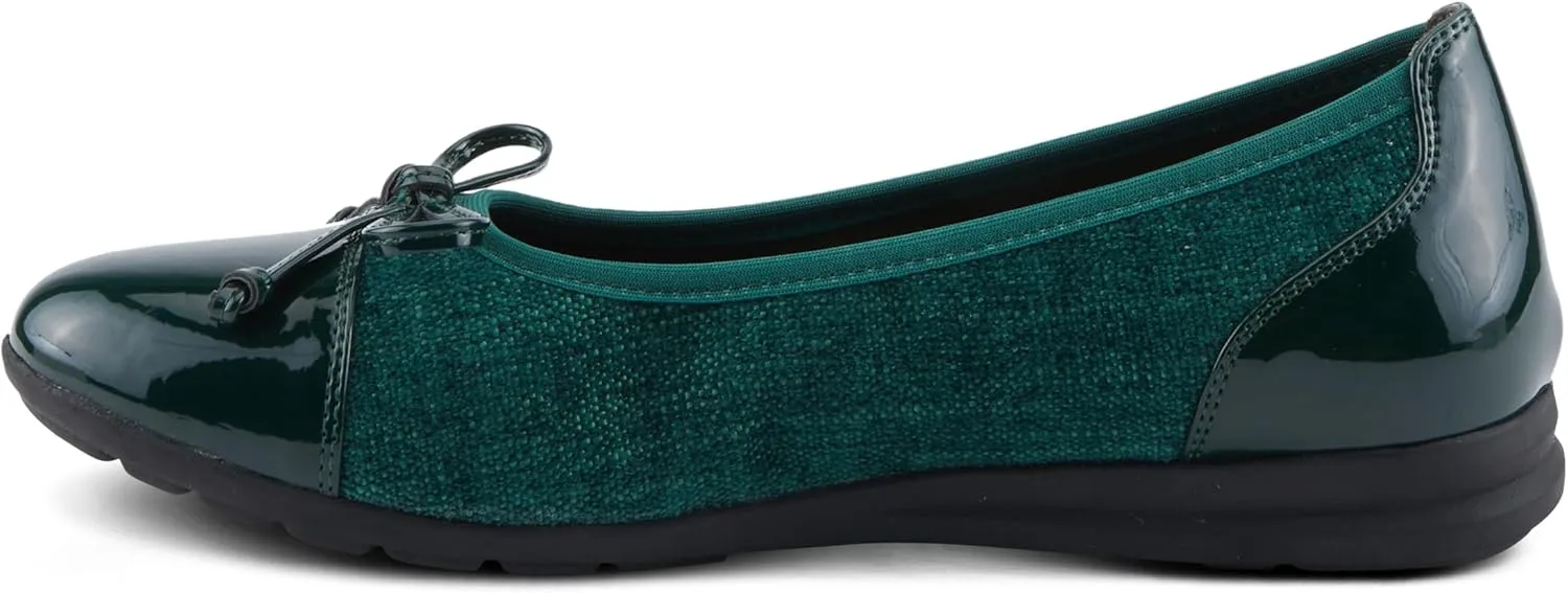 PATRIZIA Women's Ashlin Ballet Flats with Patent Finish, Plaid Velvet, and Feminine Bow