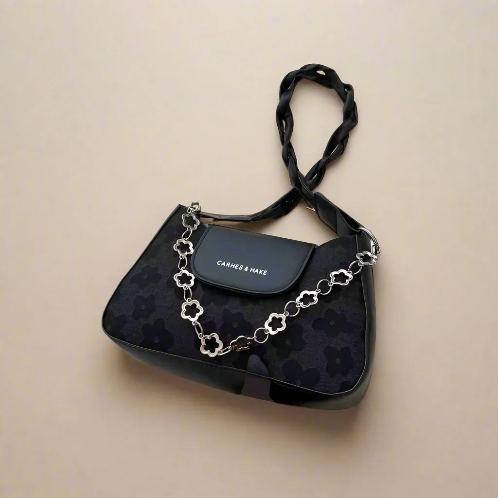 Pattern Embroidered Underarm Handbag