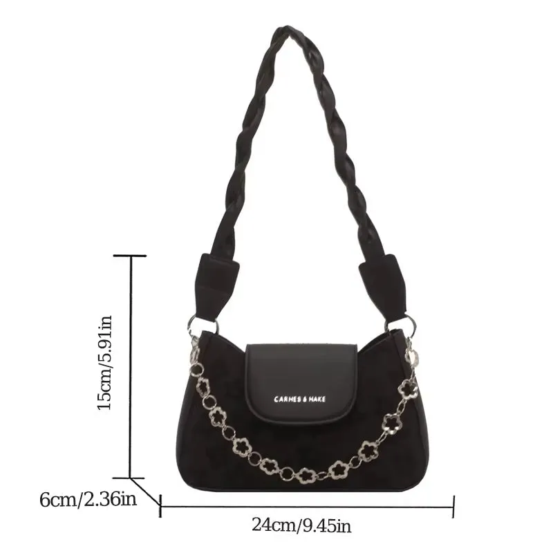 Pattern Embroidered Underarm Handbag