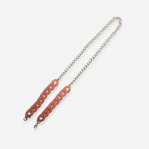 peach designer clutch chain
