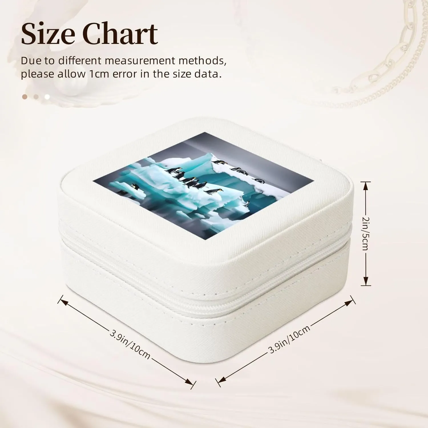 Penguins On The Iceberg Print Jewelry Storage Bag,Pu Leather Jewelry Case Box,Travel Storage Case Brithday Gift For Women