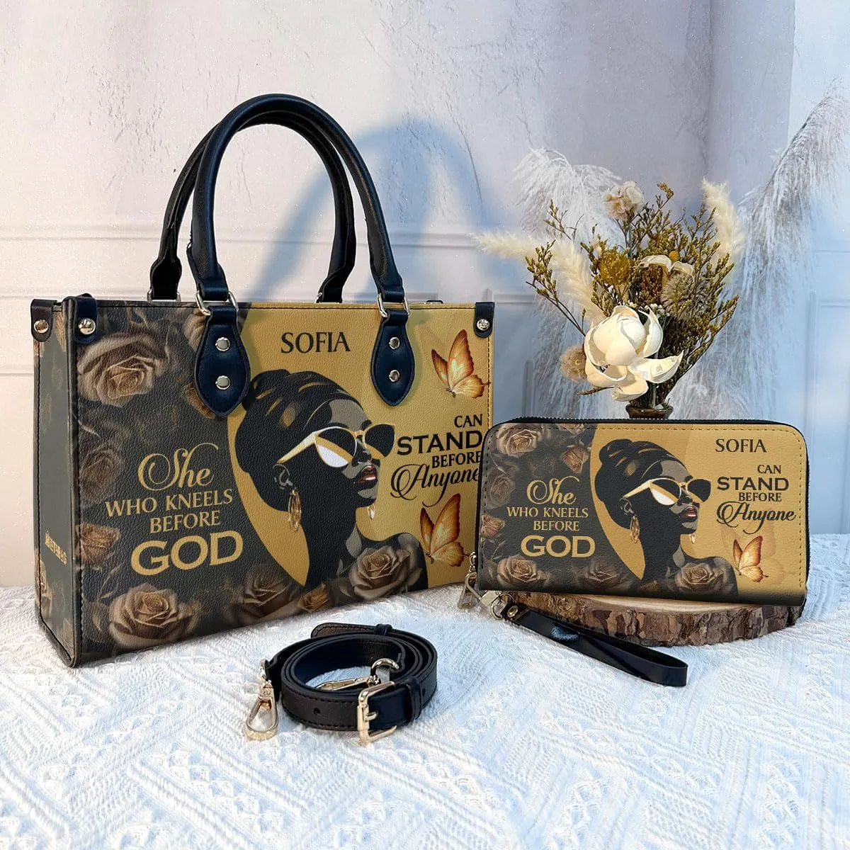 Personalized Leather Handbag For Women - Matching Design Purses And Wallet - Mothers Day Gifts For Women