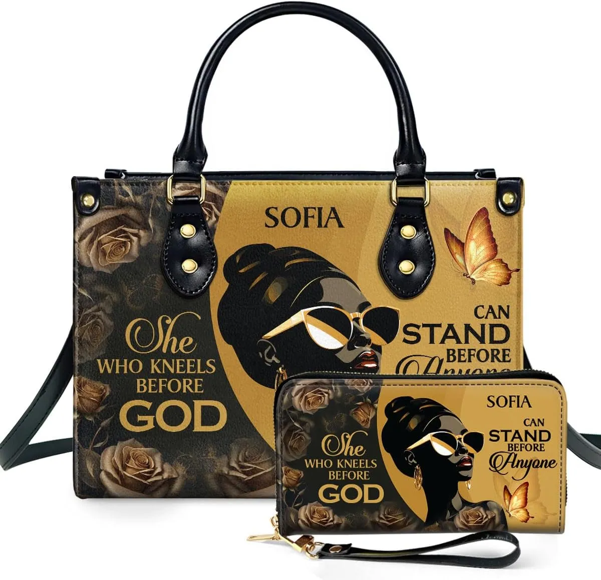 Personalized Leather Handbag For Women - Matching Design Purses And Wallet - Mothers Day Gifts For Women