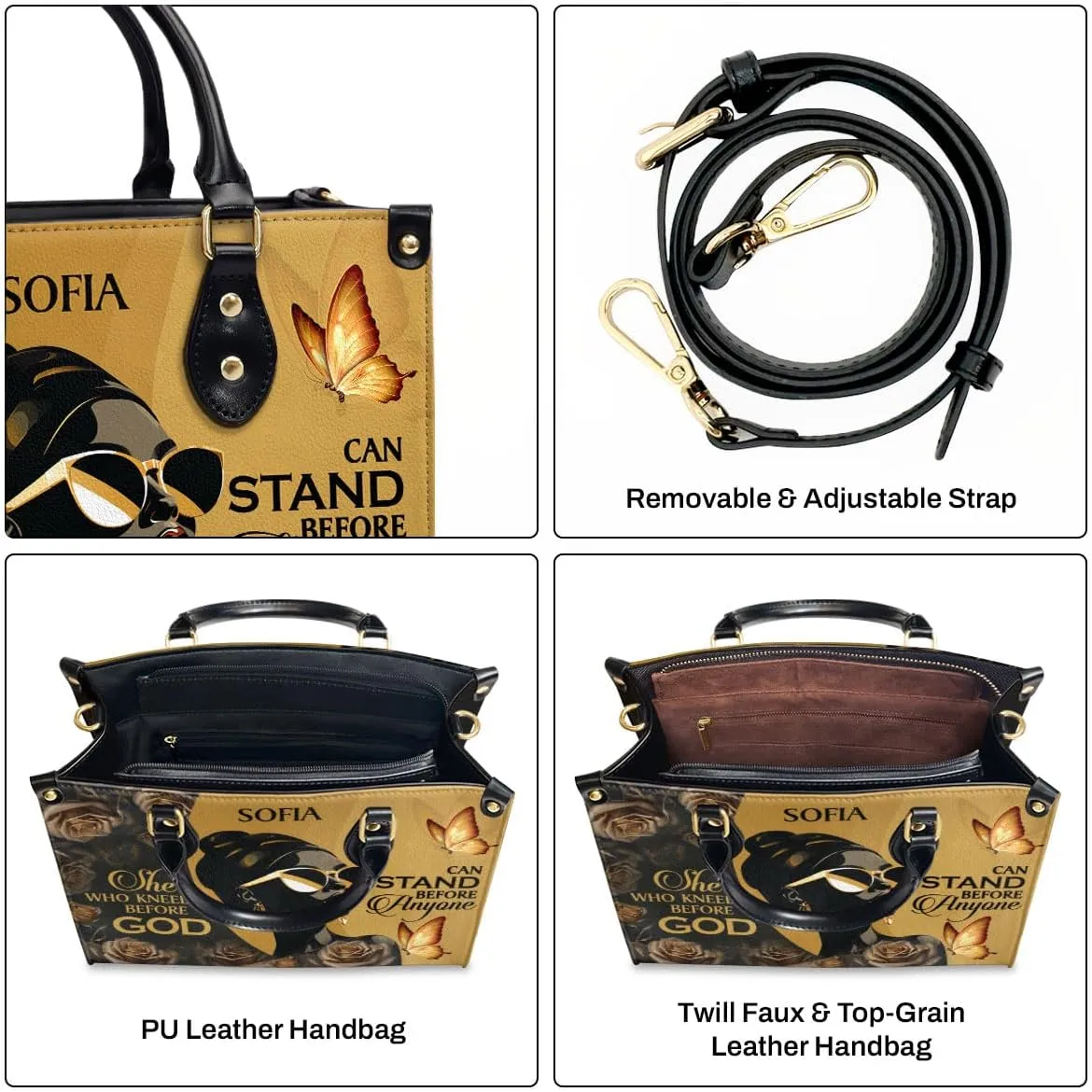 Personalized Leather Handbag For Women - Matching Design Purses And Wallet - Mothers Day Gifts For Women