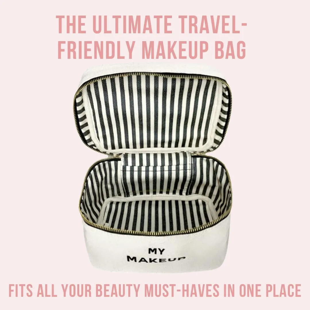 Personalized Makeup Bag for Women | Cosmetic Bag Organizer for Girls with Monogramming | Makeup Pouch for Traveling | Toiletry Bags for Women | Make Up Travel Pouches | Cream