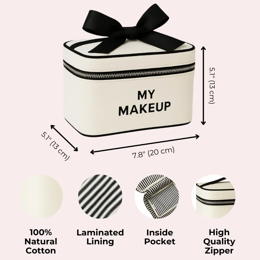 Personalized Makeup Bag for Women | Cosmetic Bag Organizer for Girls with Monogramming | Makeup Pouch for Traveling | Toiletry Bags for Women | Make Up Travel Pouches | Cream