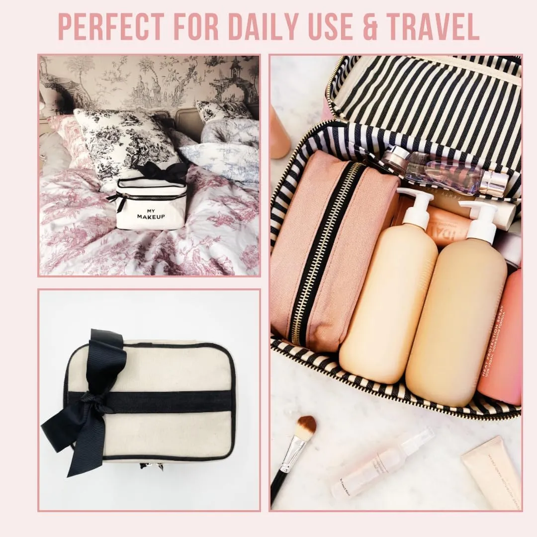Personalized Makeup Bag for Women | Cosmetic Bag Organizer for Girls with Monogramming | Makeup Pouch for Traveling | Toiletry Bags for Women | Make Up Travel Pouches | Cream