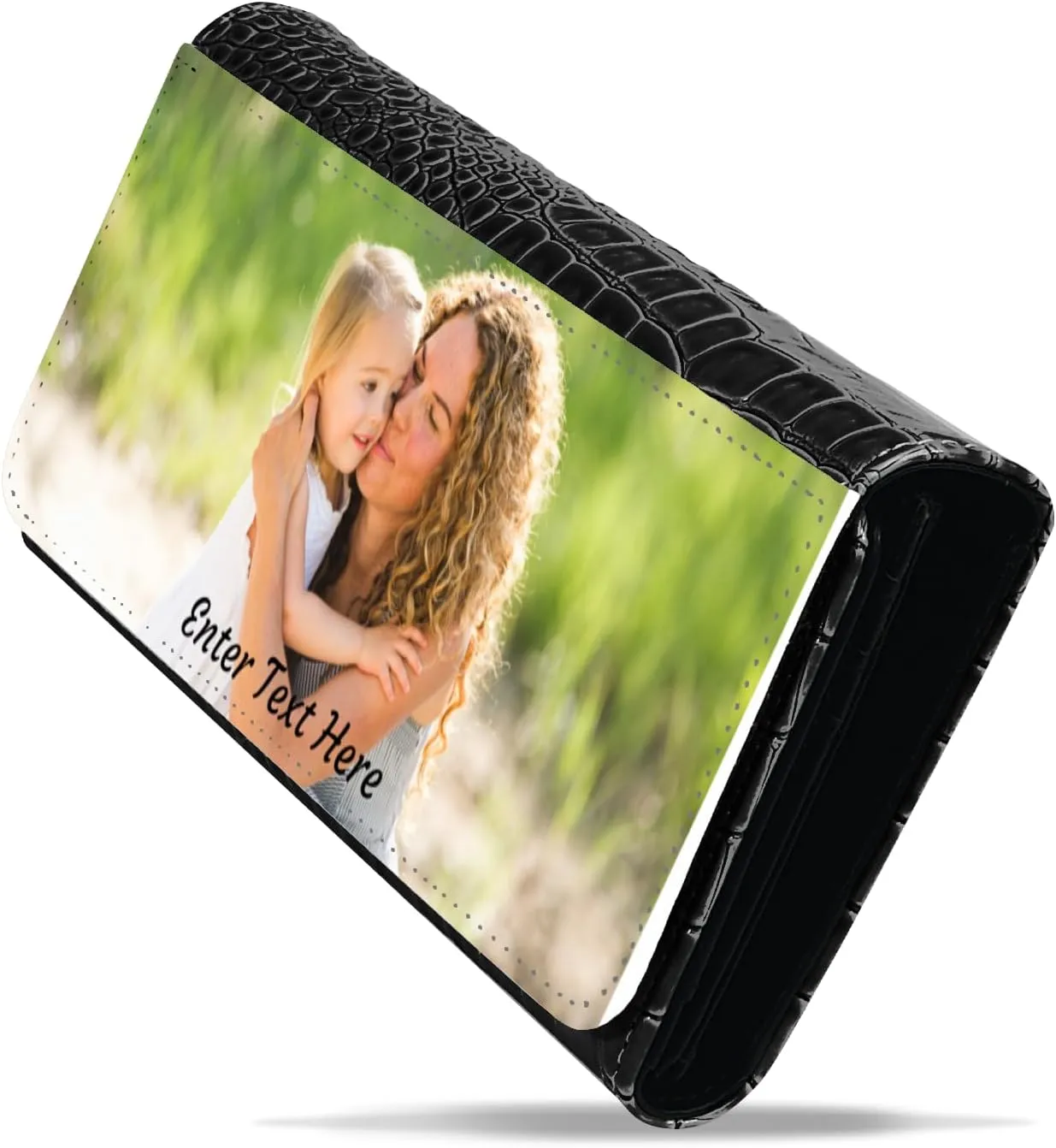 Personalized Photo Upload Purse – Mothers Day Gifts For Mom – PU Leather Purse – Personalized Gifts (Black)