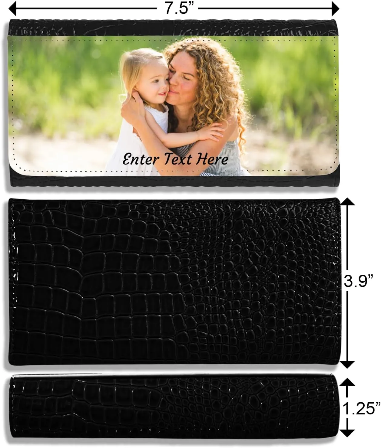 Personalized Photo Upload Purse – Mothers Day Gifts For Mom – PU Leather Purse – Personalized Gifts (Black)