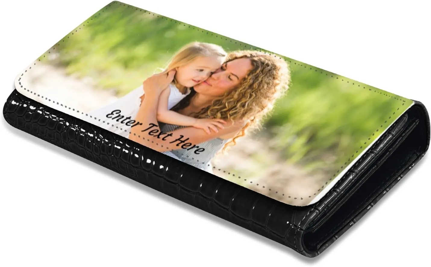 Personalized Photo Upload Purse – Mothers Day Gifts For Mom – PU Leather Purse – Personalized Gifts (Black)