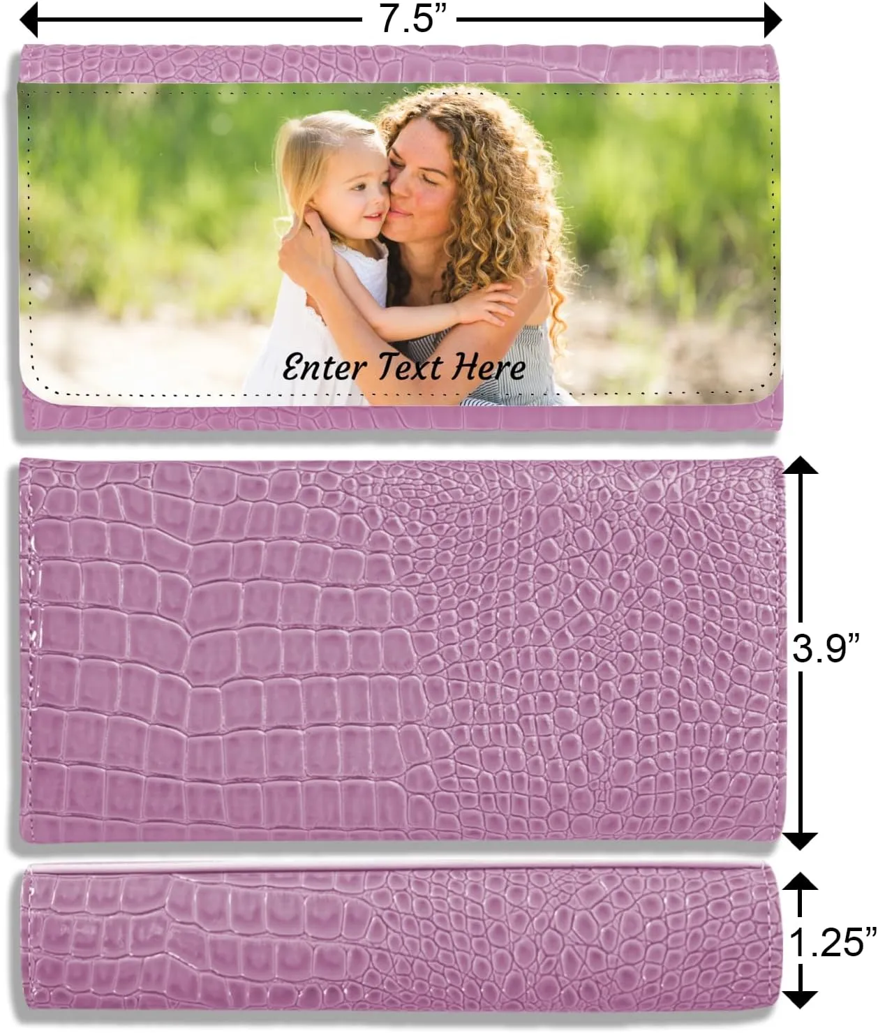 Personalized Photo Upload Purse – Mothers Day Gifts For Mom – PU Leather Purse – Personalized Gifts (Pink)