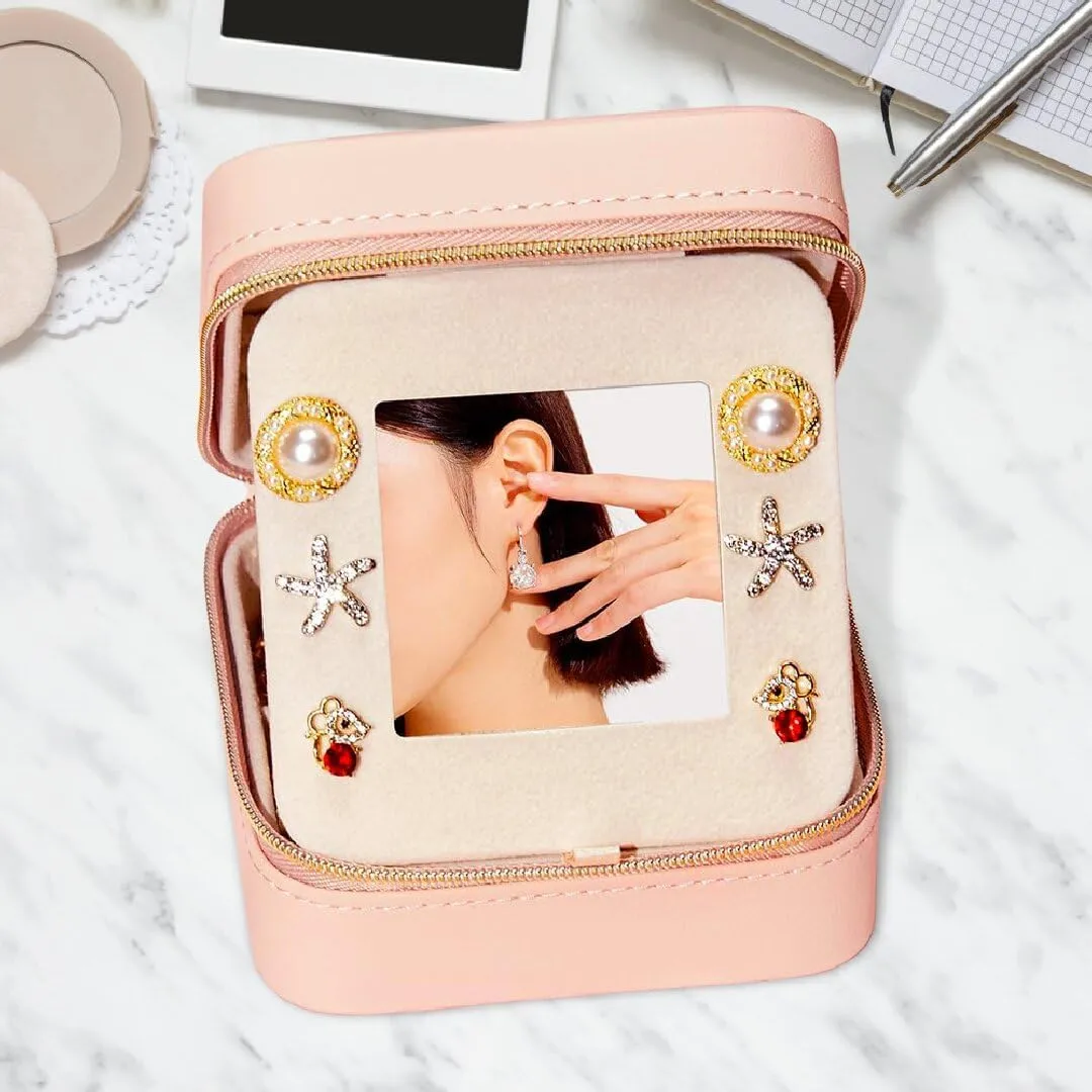 Personalized Travel Stuff Jewelry Box Cute Mini Teen Girls Gifts,Kids First Jewelry Case Gift With Initial Customized,Perfect Birthday Gifts Mother of The Groom Gifts for Mom