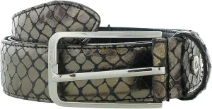 Pierre Cardin Metallic Grey Python Embossed Classic D-Ring Adjustable Belt Adjustable Mens Belt-38 for Mens