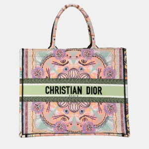 Pink Cruise Large Lights Embroidered Multicolor Canvas Book Tote