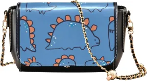 Pink Flowers PU Leather Shoulder Bag Black Women Crossbody Bag Purses Clutch Handbags with Chain Strap