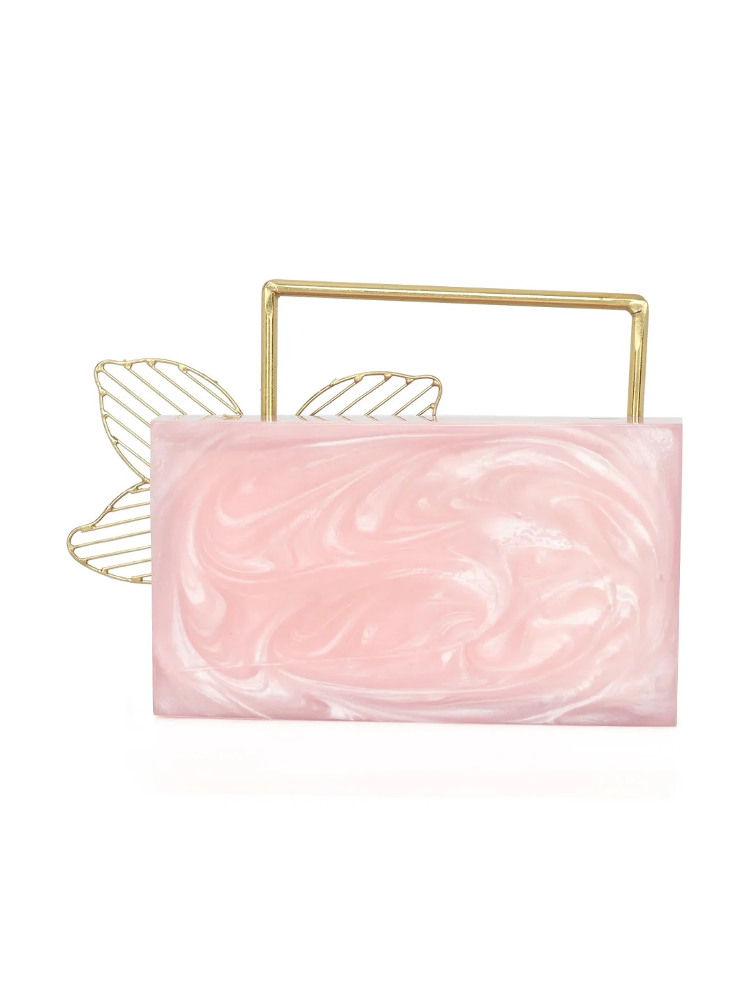 Pink Solid Party Box Clutches With Attractive Brass Handle