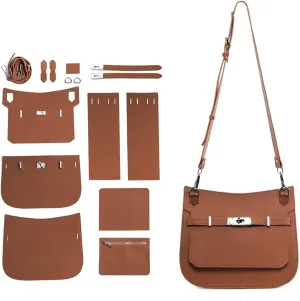 POPSEWING Designer Crossbody Bag DIY Kit for Girls - Leather Working & Sewing Kit for Shoulder Bag, Personalized Gifts (Brown)