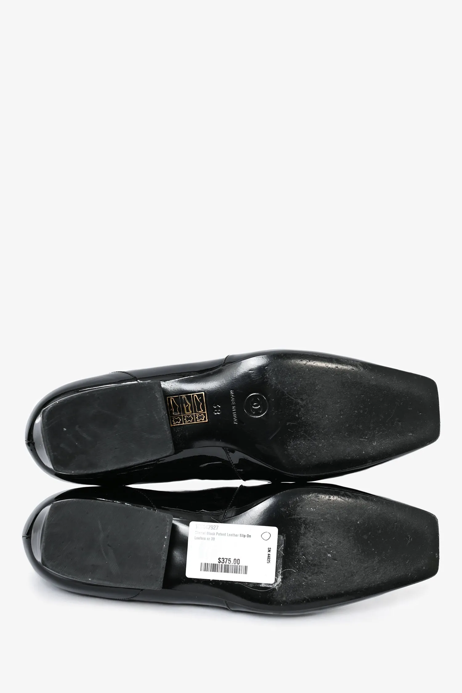 Pre-Loved Chanel™ Black Patent Leather Slip On Loafers Size 38