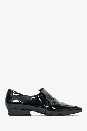 Pre-Loved Chanel™ Black Patent Leather Slip On Loafers Size 38